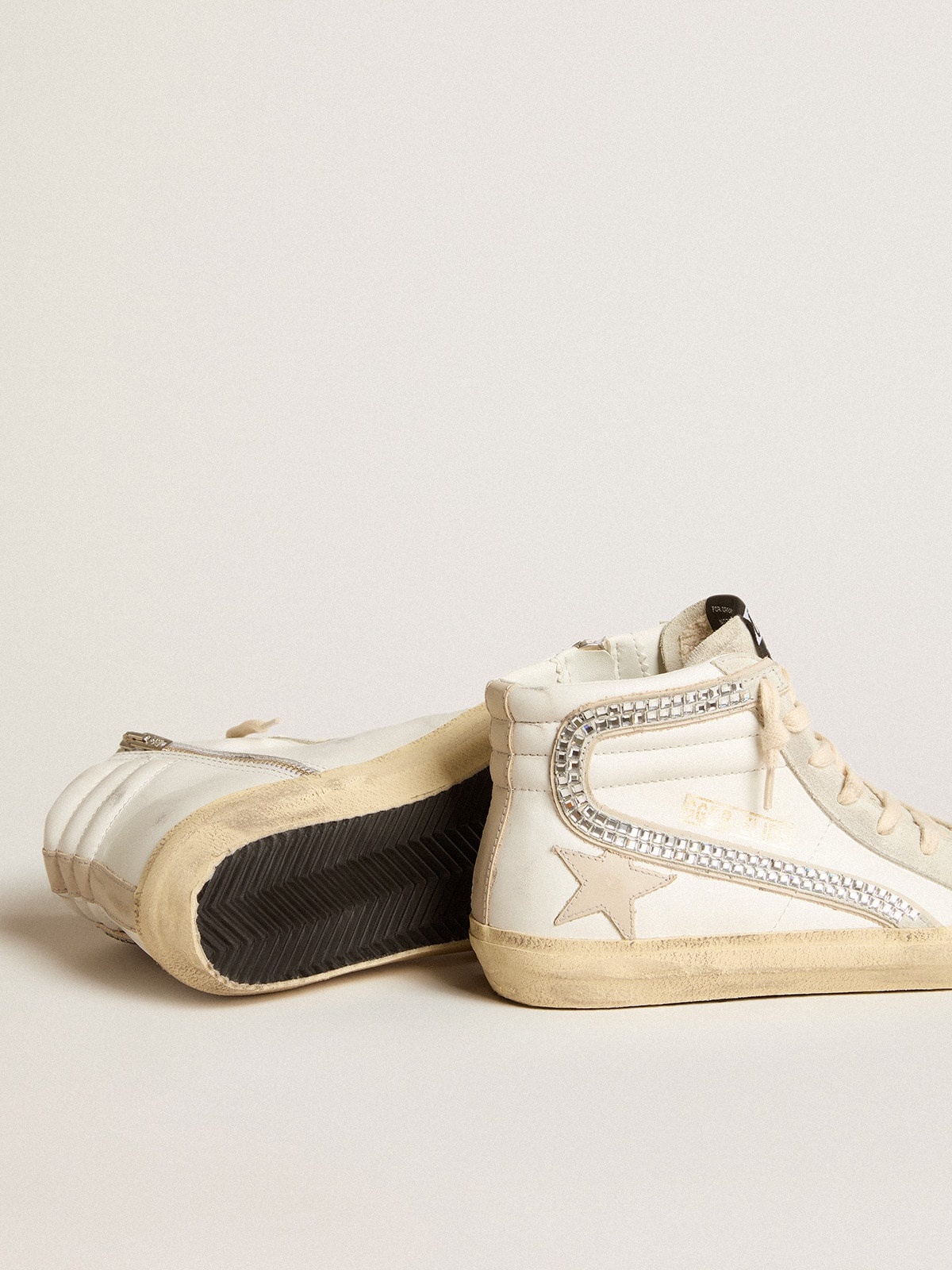 Slide with nude leather star and suede and Swarovski crystal flash - 3