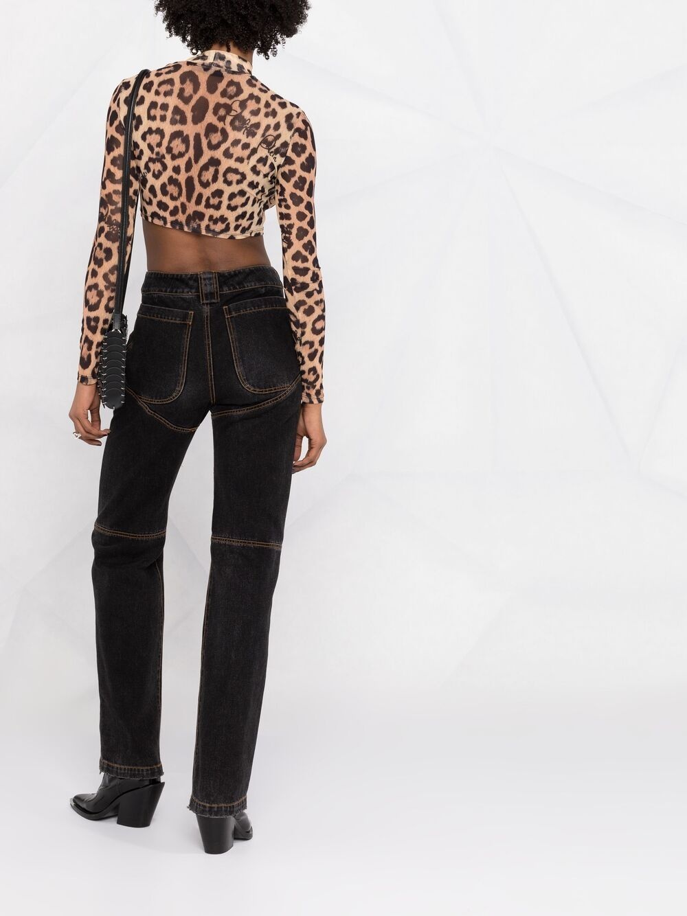 leopard-print cropped top - 6