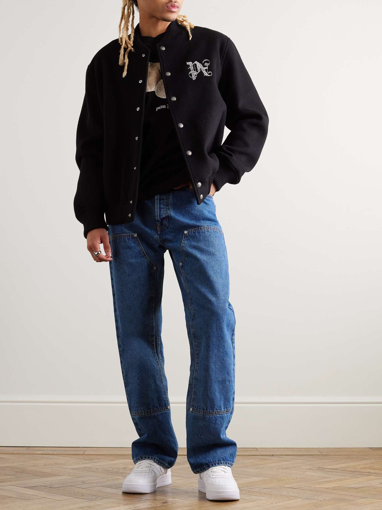 Embossed Straight-Leg Panelled Jeans - 2