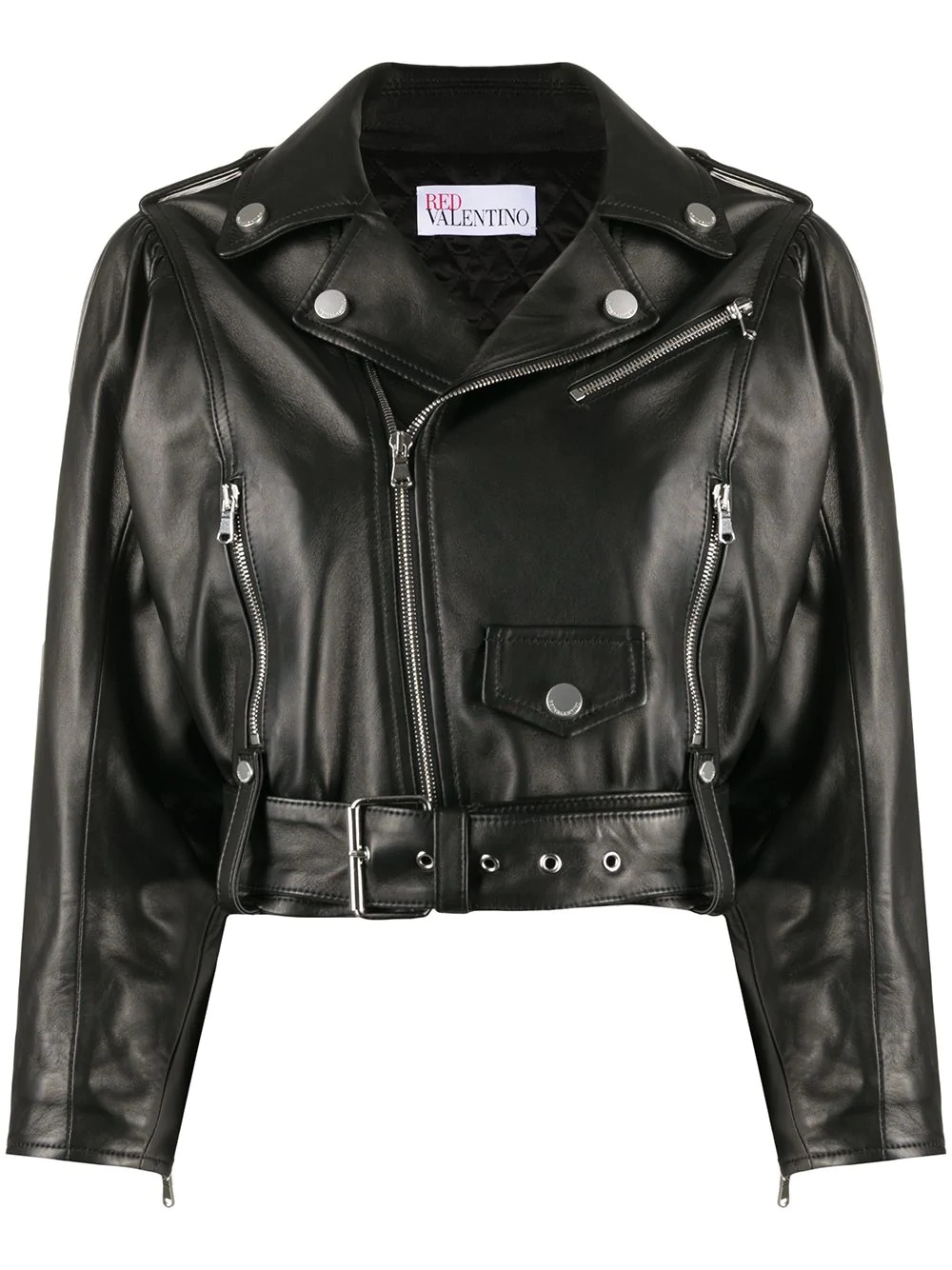 cropped biker jacket - 1