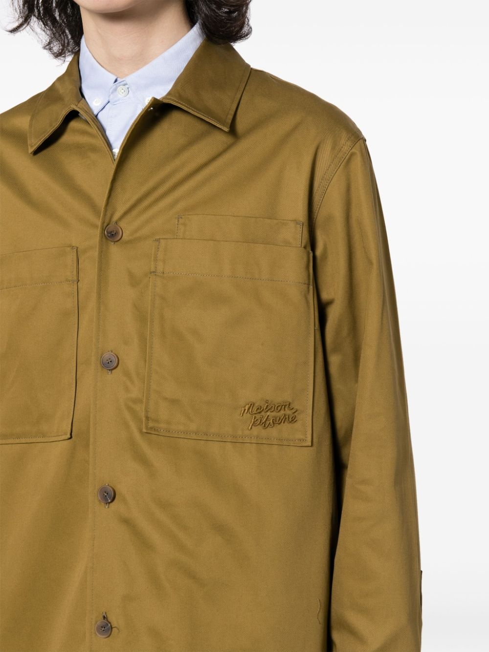 logo-embroidered cotton shirt - 5