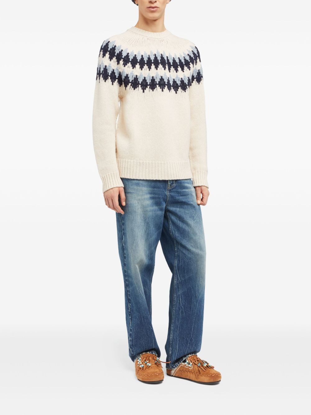 fairisle-pattern crew-neck sweater - 3