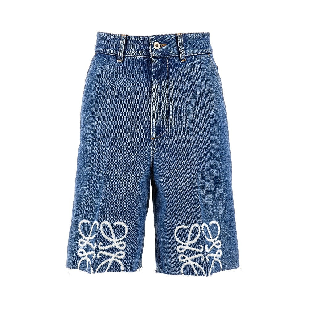 DENIM SHORTS WITH ANAGRAM INLAY - 1