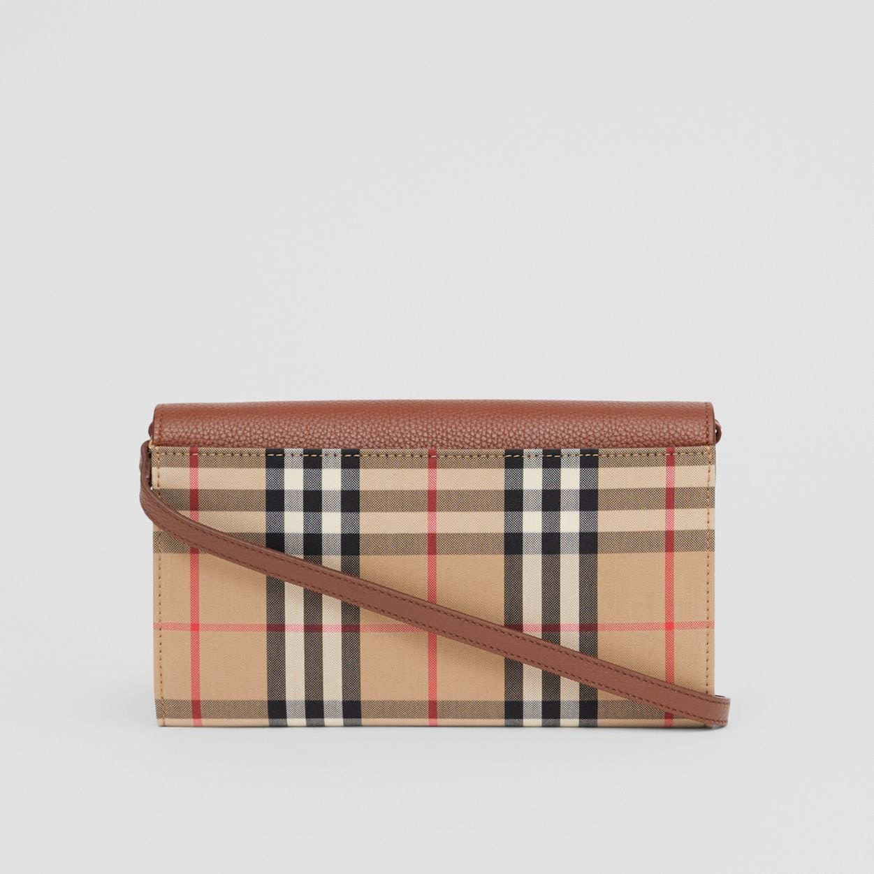 Vintage Check and Leather Wallet with Detachable Strap - 8