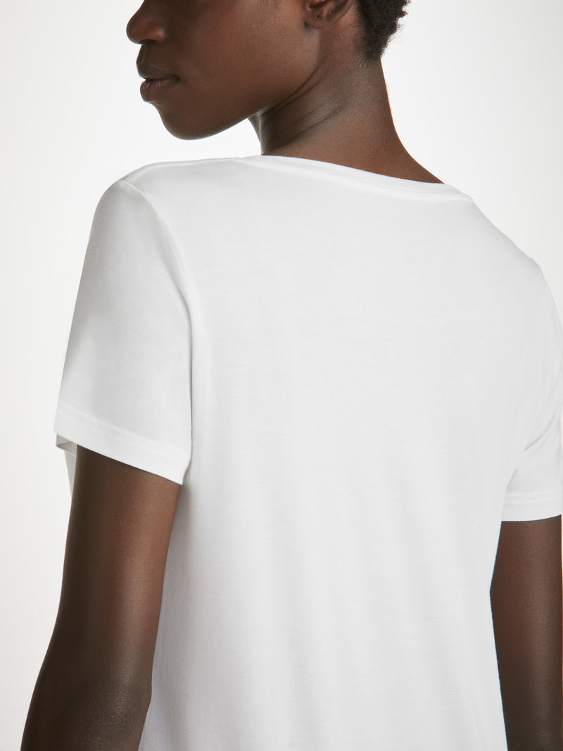 Women's V-Neck T-Shirt Lara Micro Modal Stretch White - 5