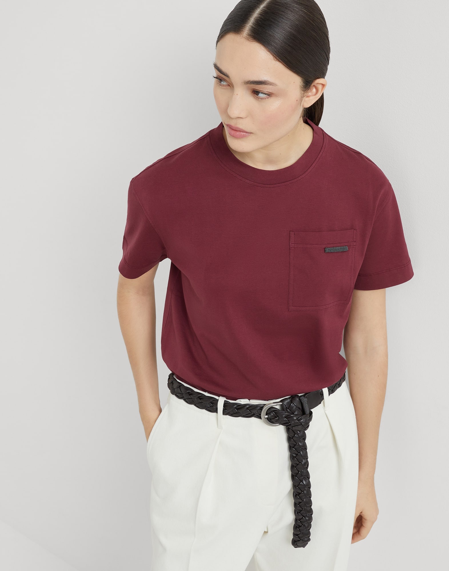 Cotton jersey T-shirt with shiny tab - 4
