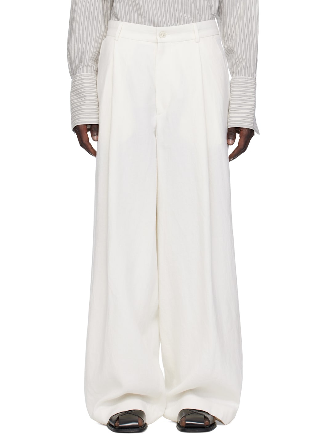 Off-White Pleated Trousers - 1