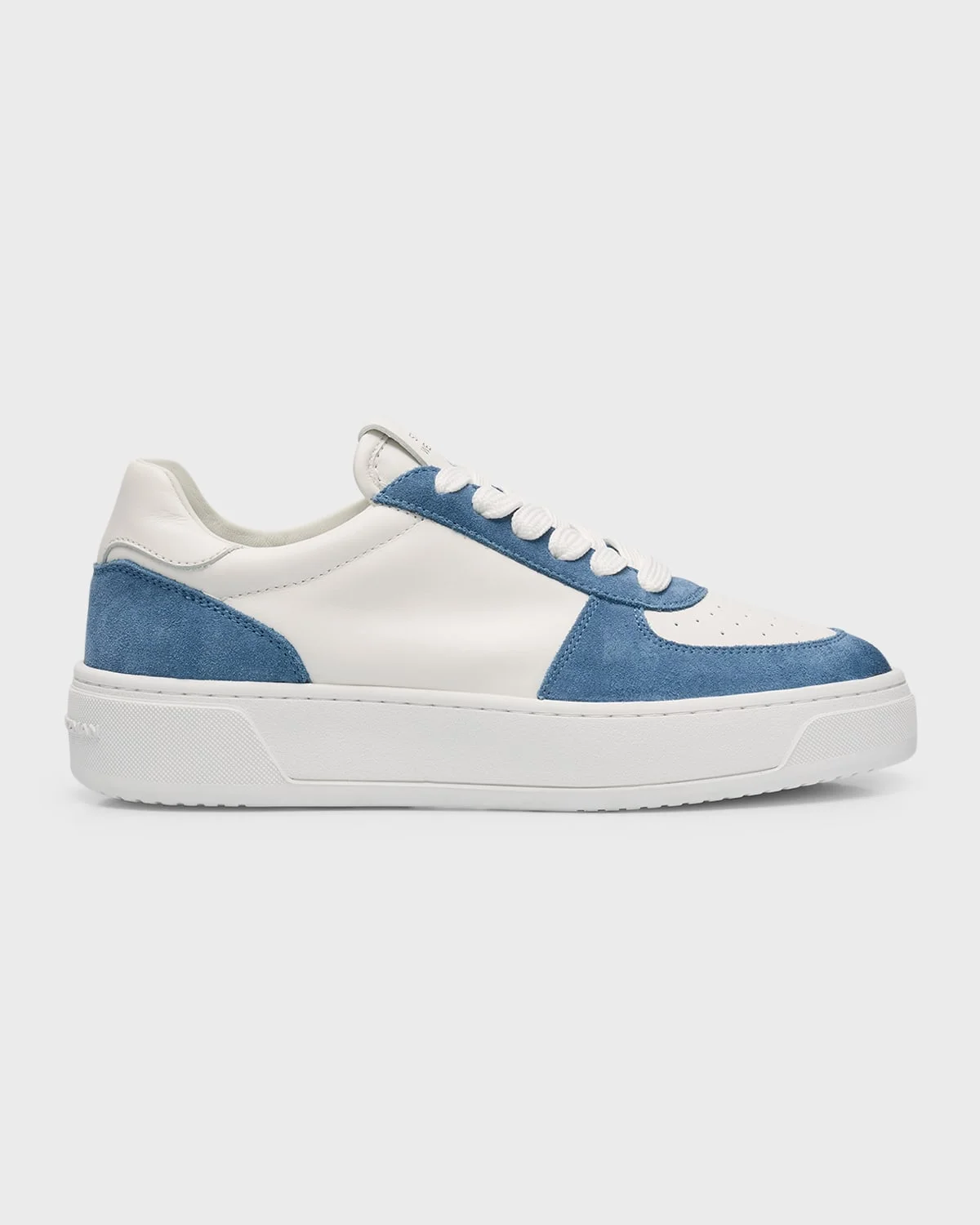 Mixed Leather Courtside Low-Top Sneakers - 1