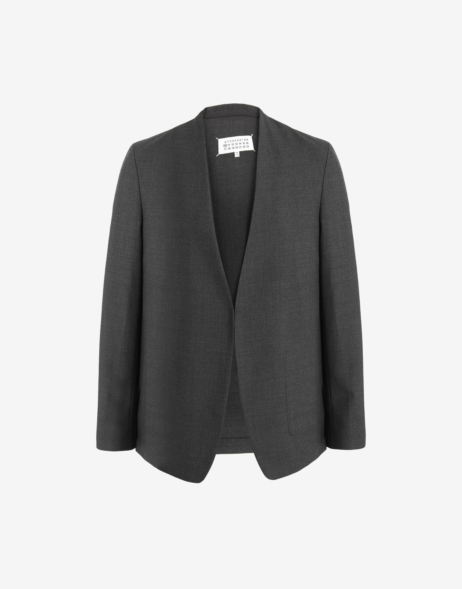 Collarless wool jacket - 1