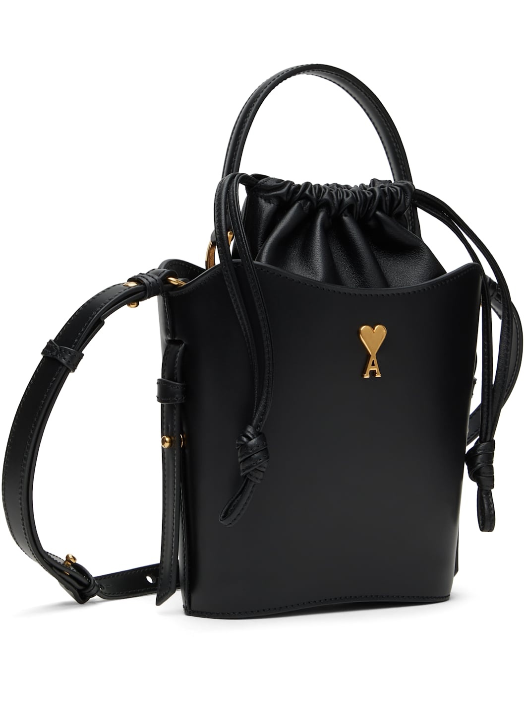 Black Leather Mini Paris Paris Bucket Bag - 2