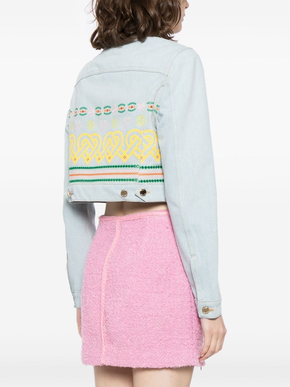 embroidered-detail denim jacket - 4