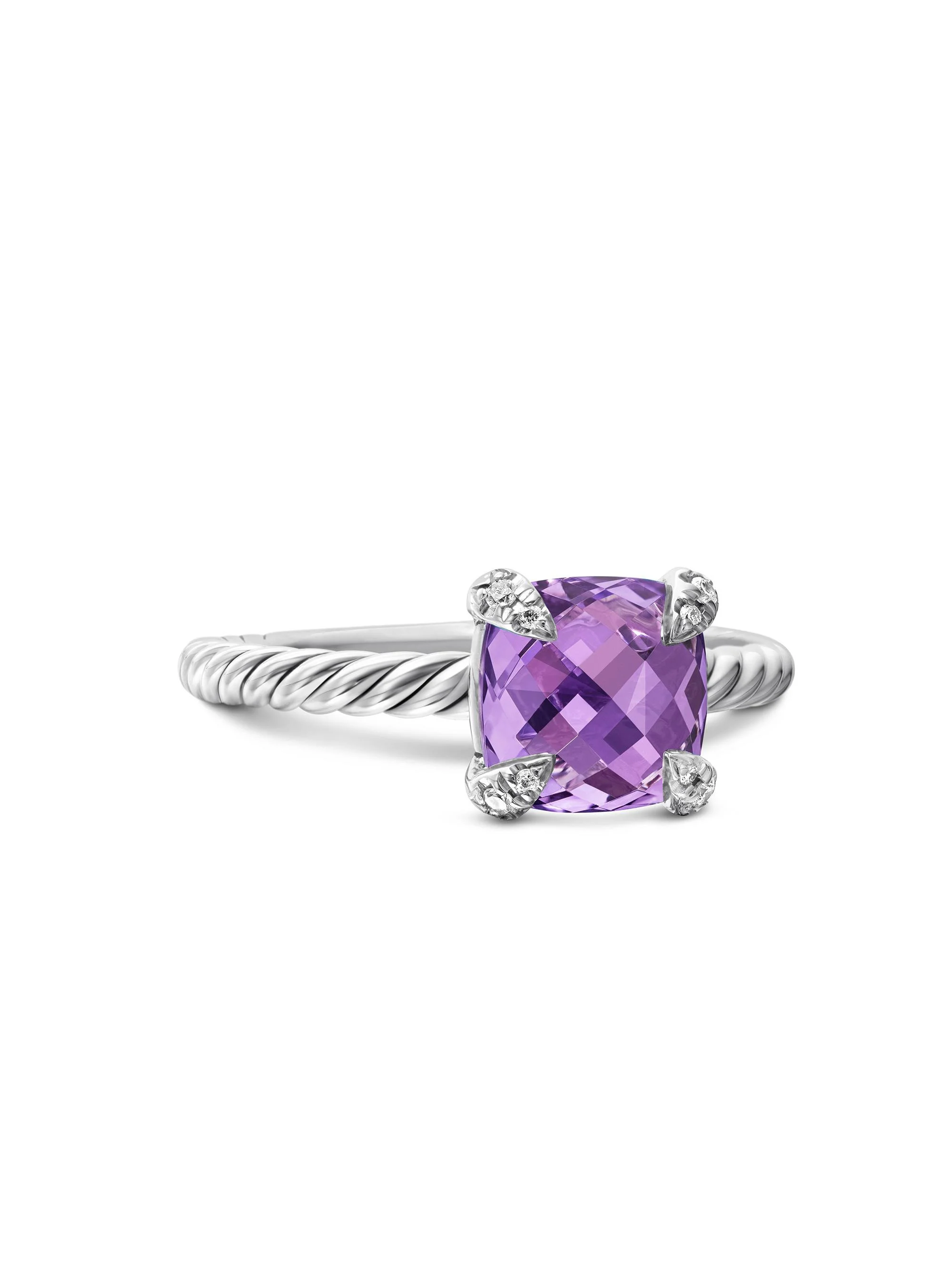 Women's Chatelaine Ring with Pavé Diamonds - Amethyst - 1