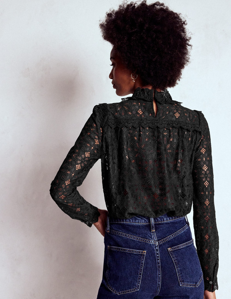 Lace Trim Detail Top-Black 4