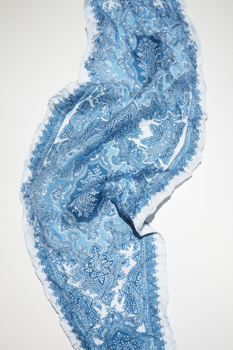 Printed silk scarf - Denim blue 4