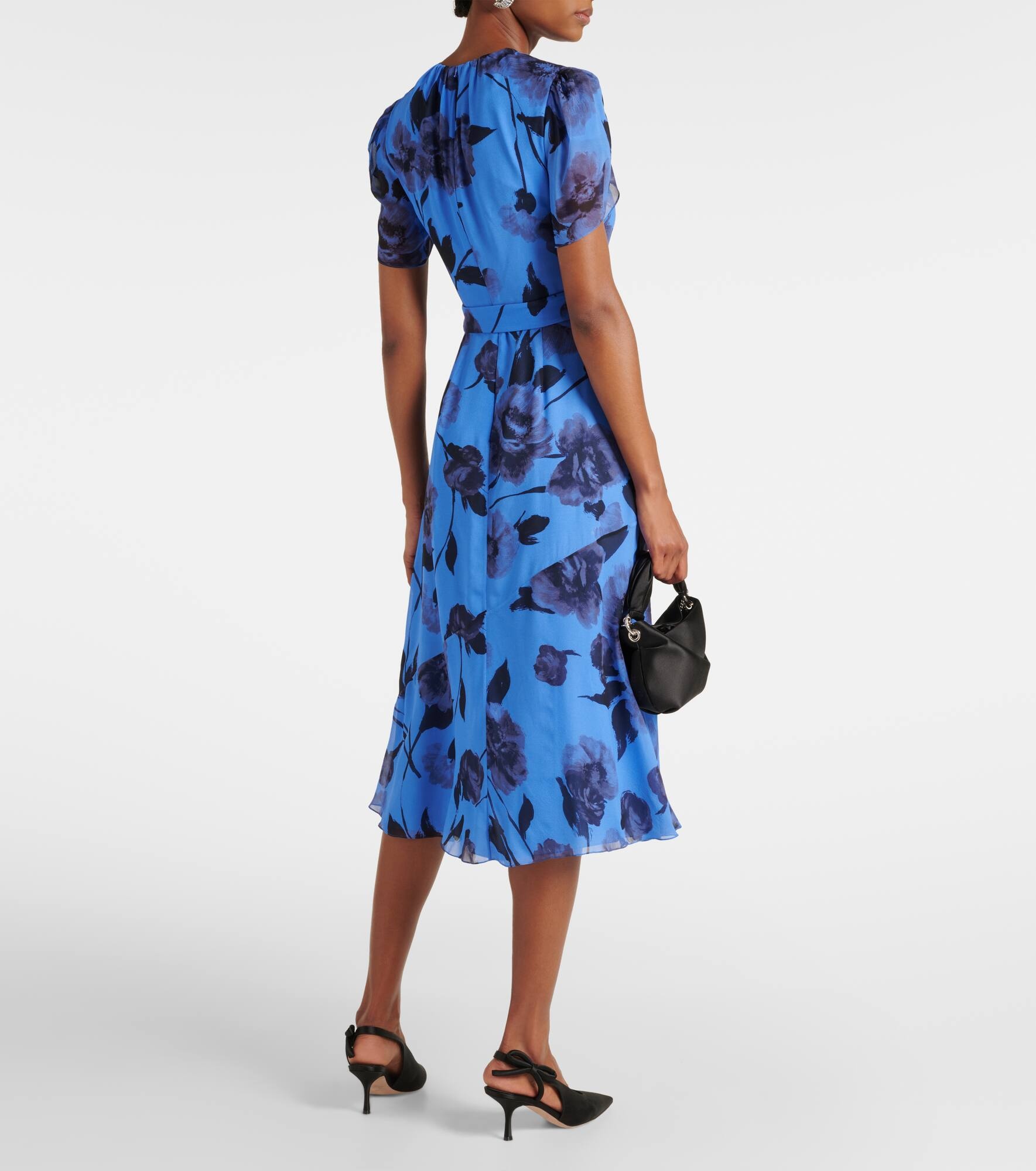 Floral silk midi dress - 3