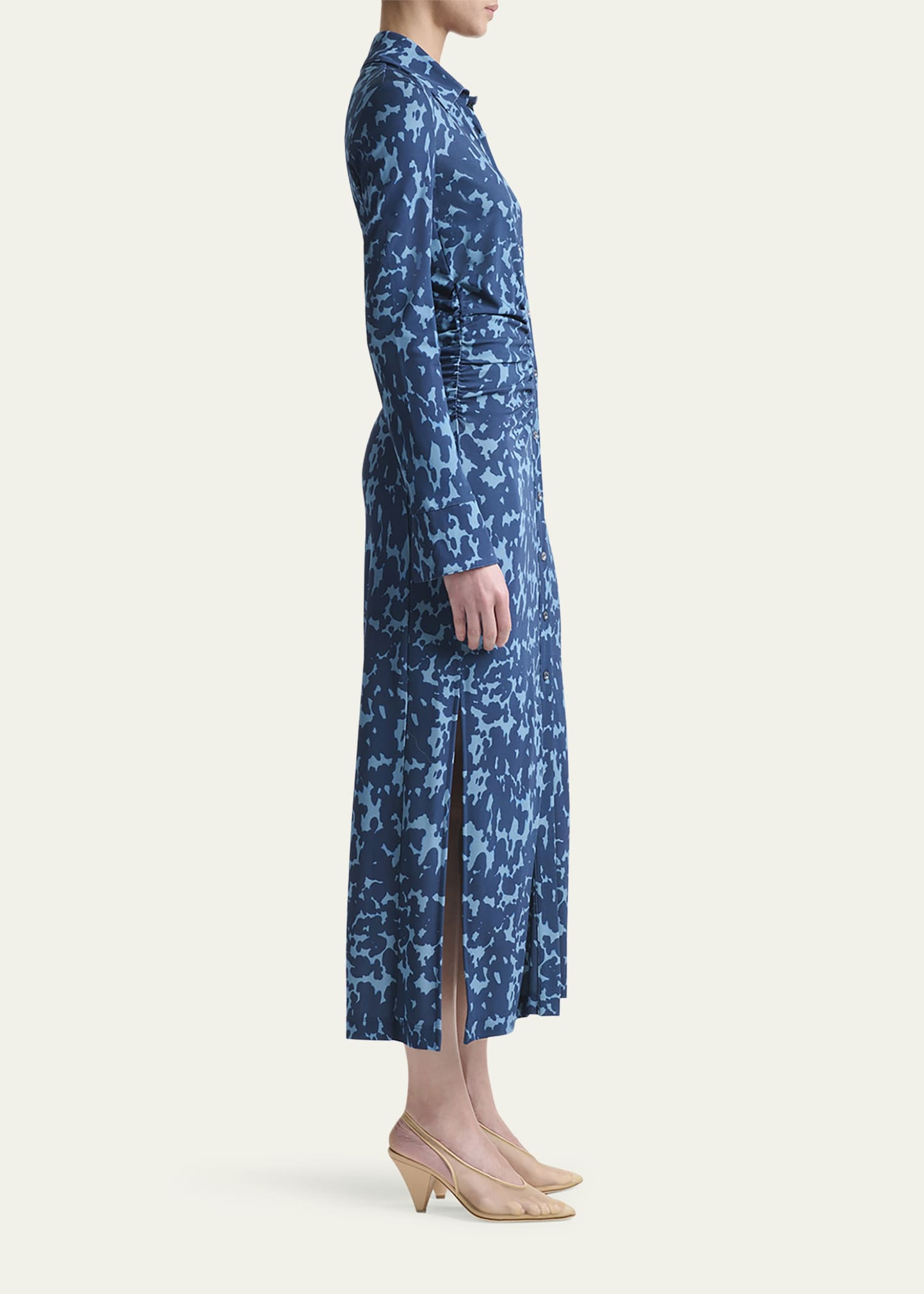 Claudia Spotted Long-Sleeve Midi Shirtdress - 4