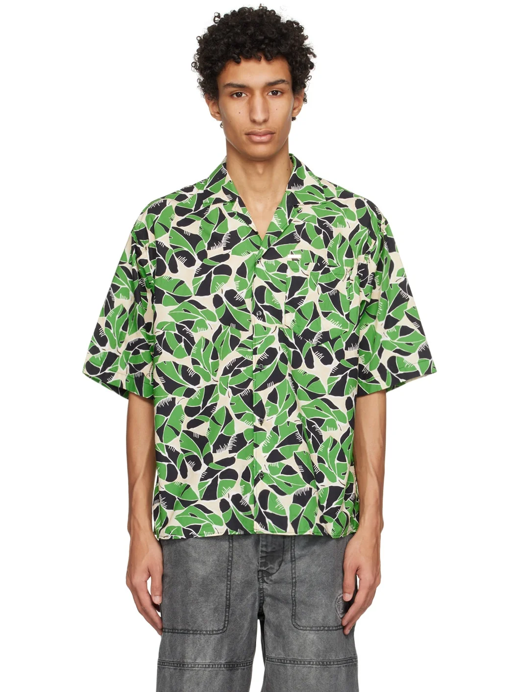Green Graphic Shoulder Shirt - 1