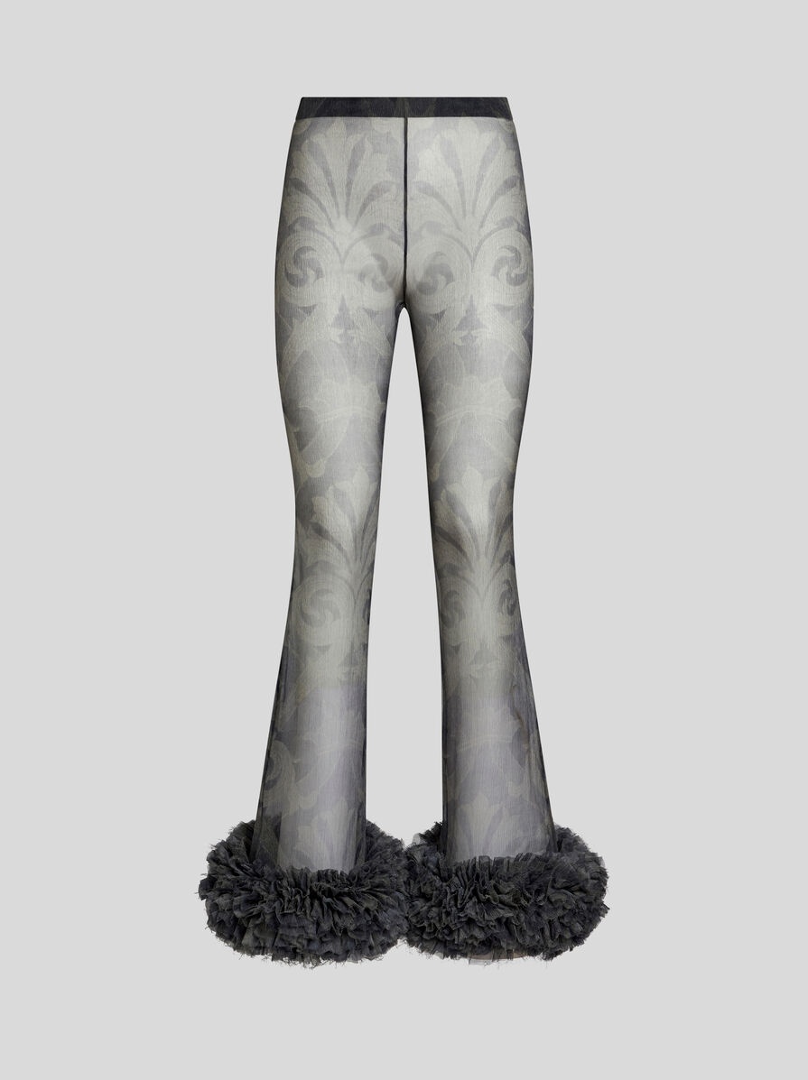 PRINTED SILK TROUSERS WITH RUCHING - 1