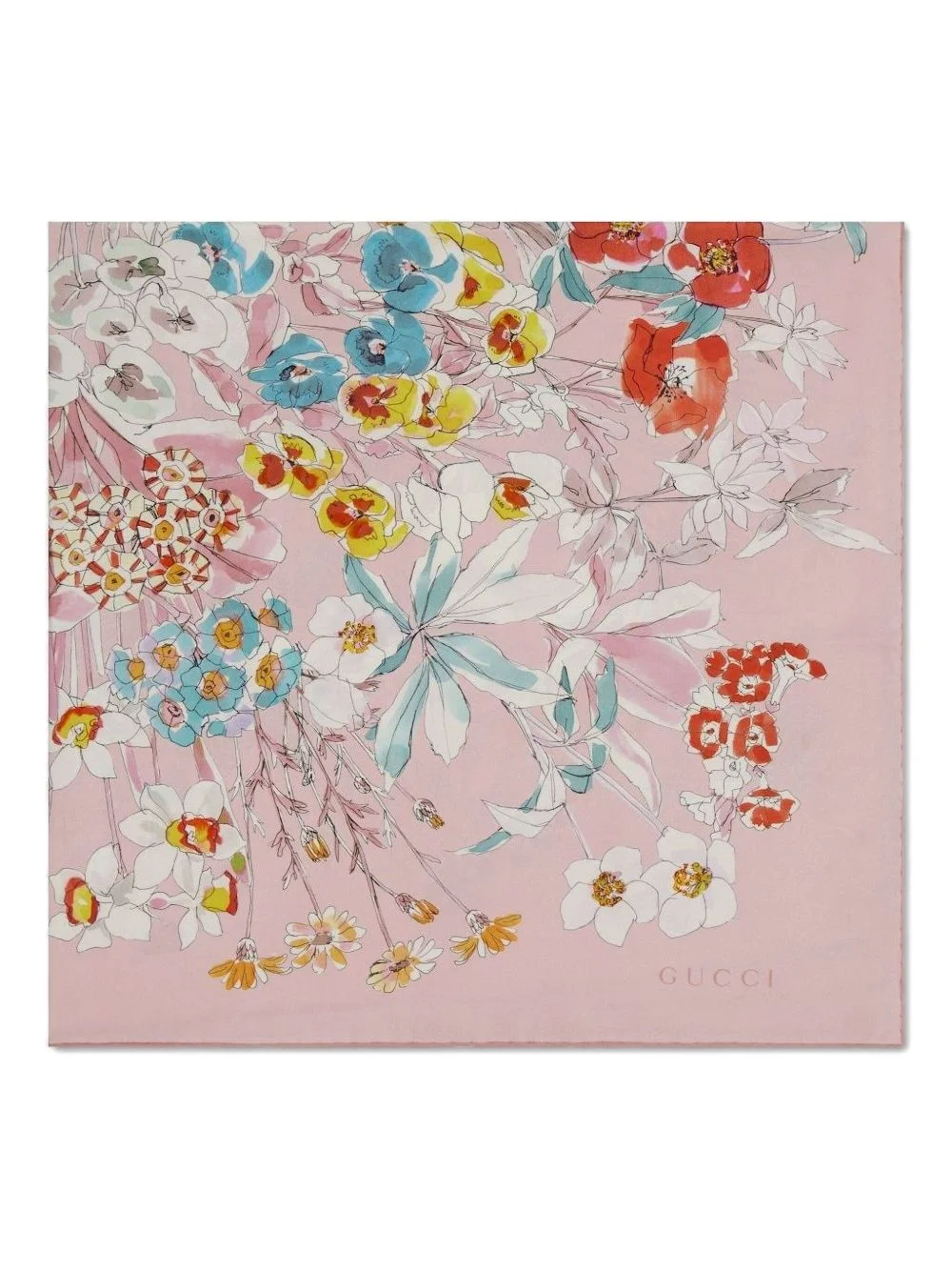 floral-print silk scarf - 1