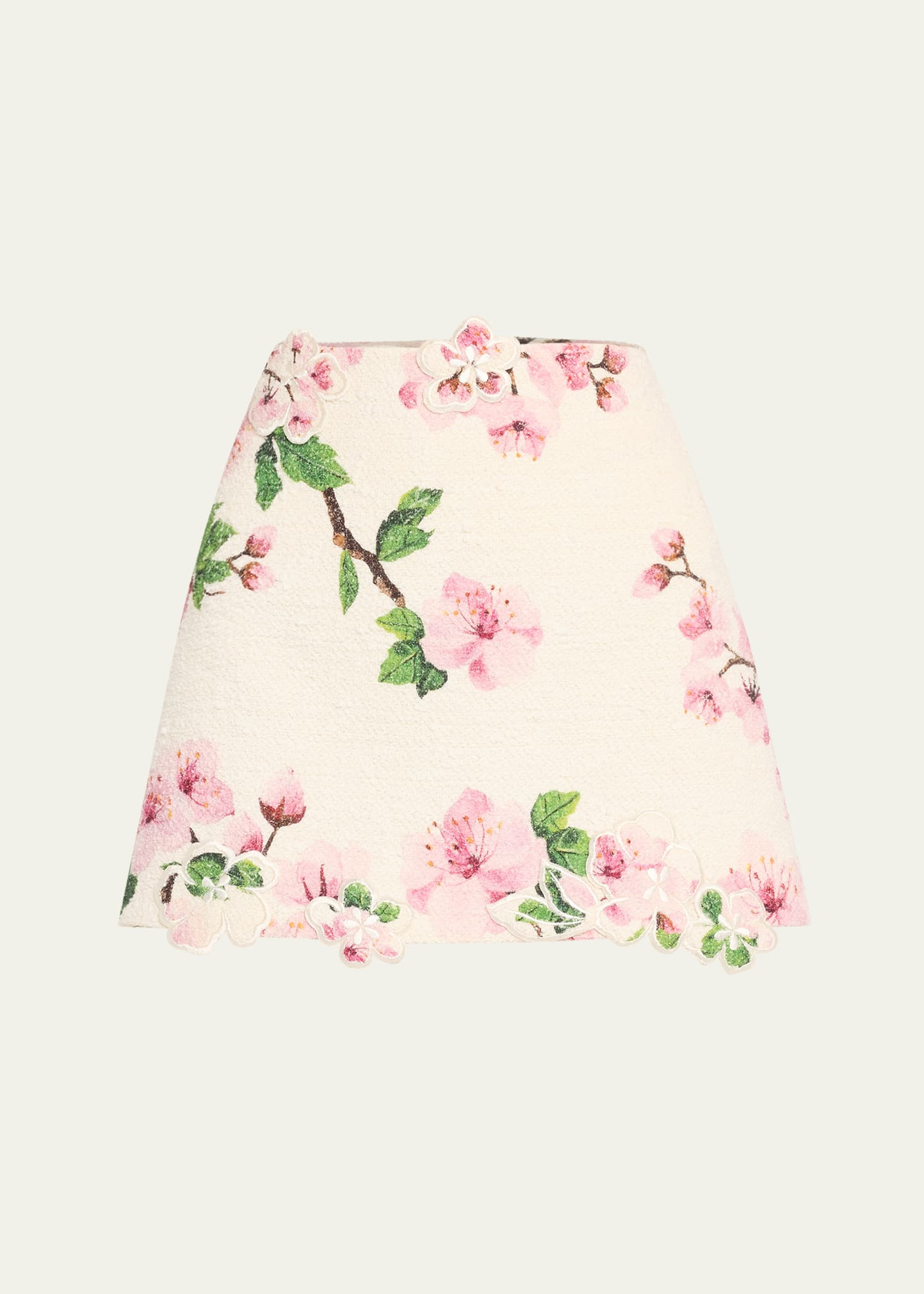 Cherry Blossom Tweed Embroidered Mini Skirt - 1