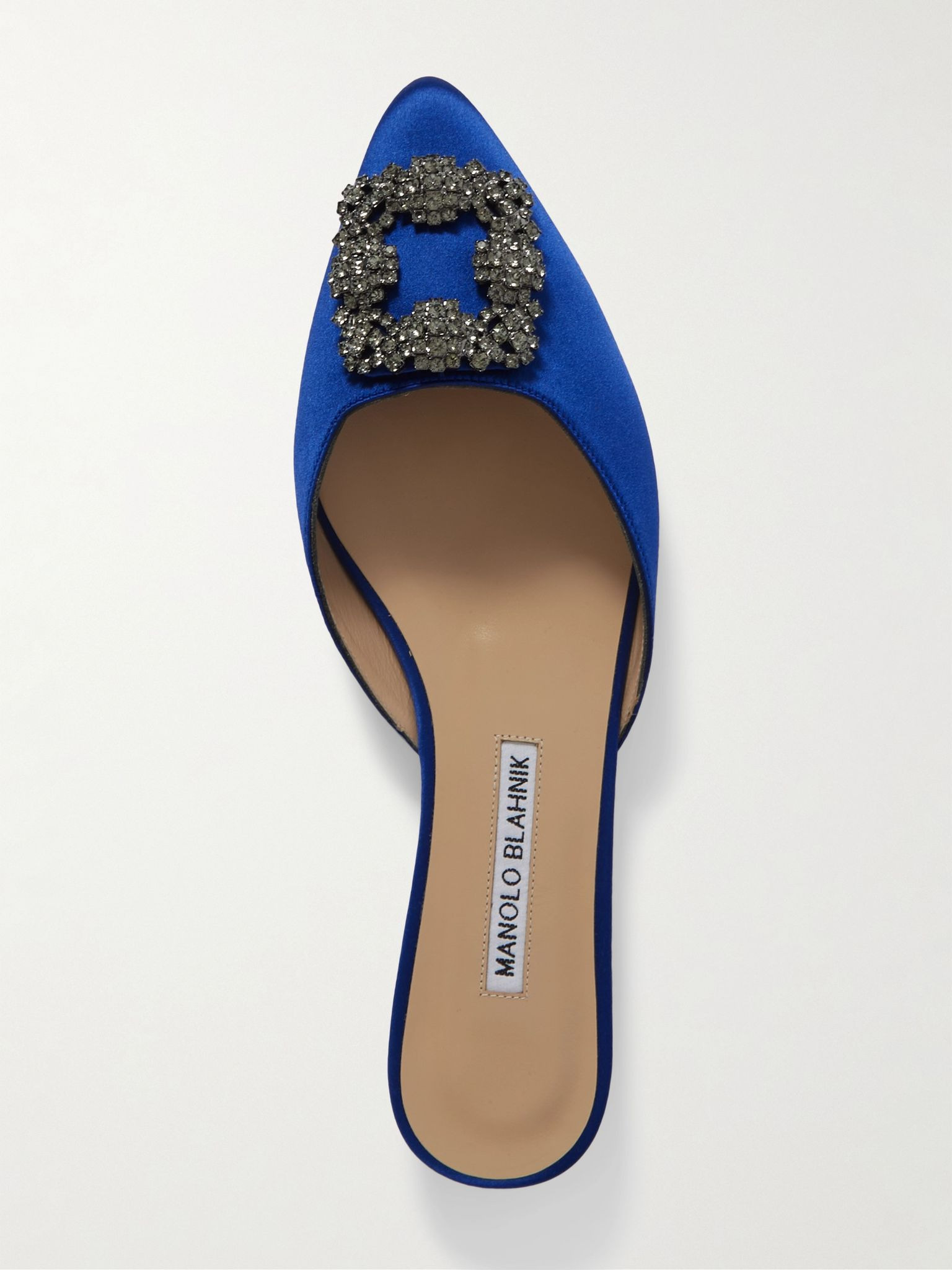 Hangisi crystal-embellished satin slippers Blue - 5