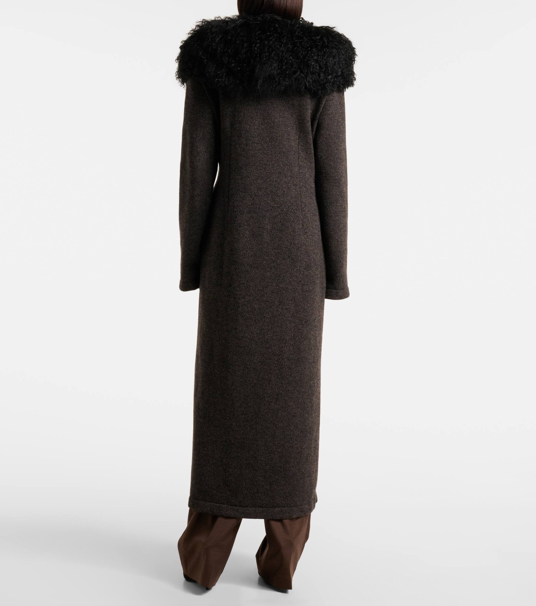 Shearling-trimmed cashmere coat - 3