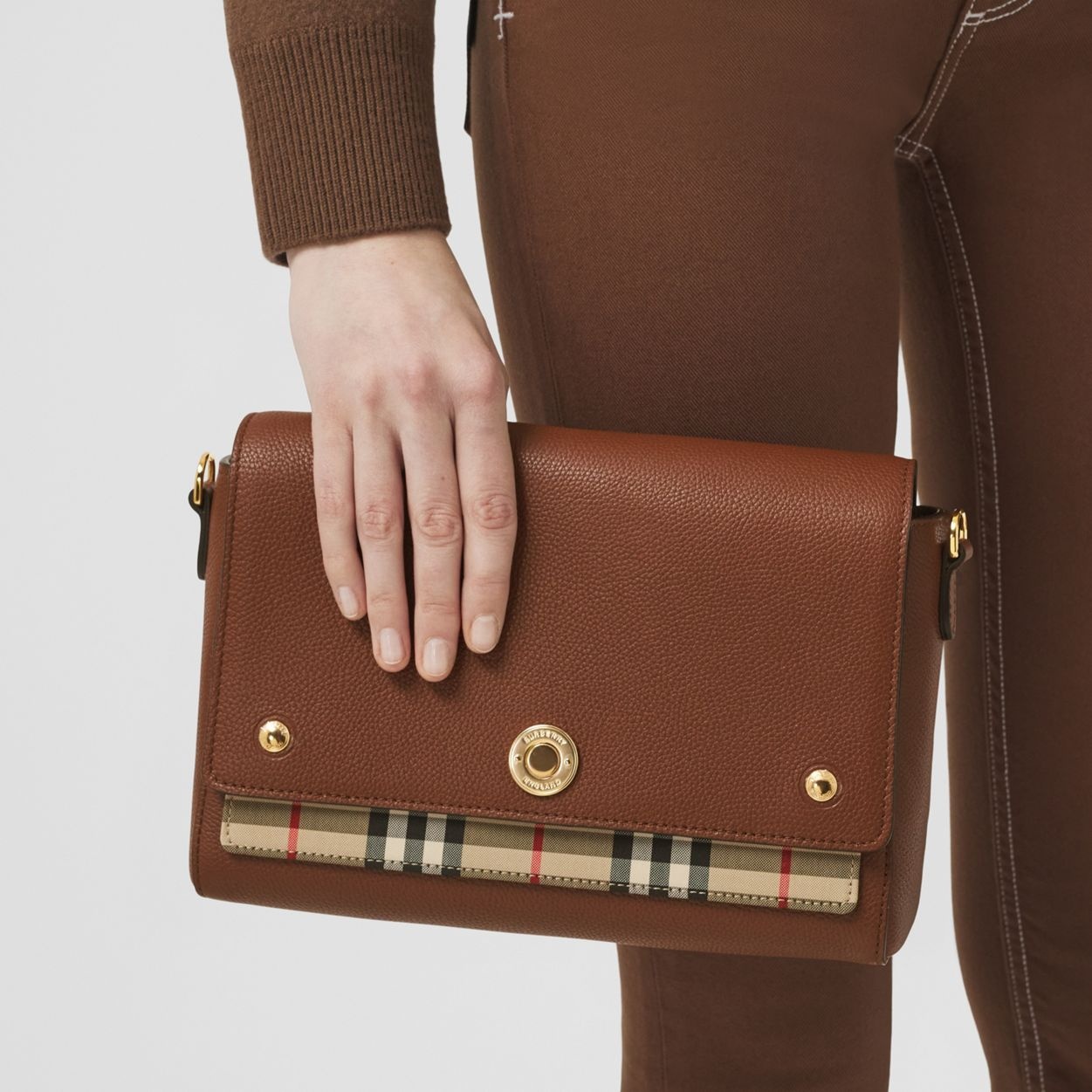 Vintage Check and Leather Note Crossbody Bag - 9