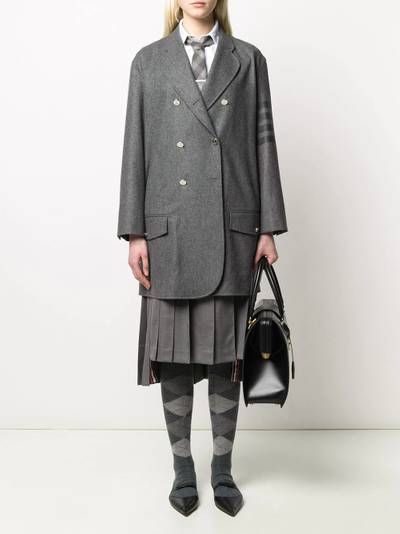 Thom Browne tonal 4-Bar double-breasted coat outlook