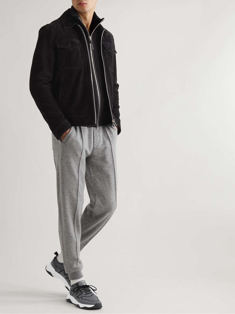 Shadow Leather-Trimmed Stretch-Knit Sneakers 2