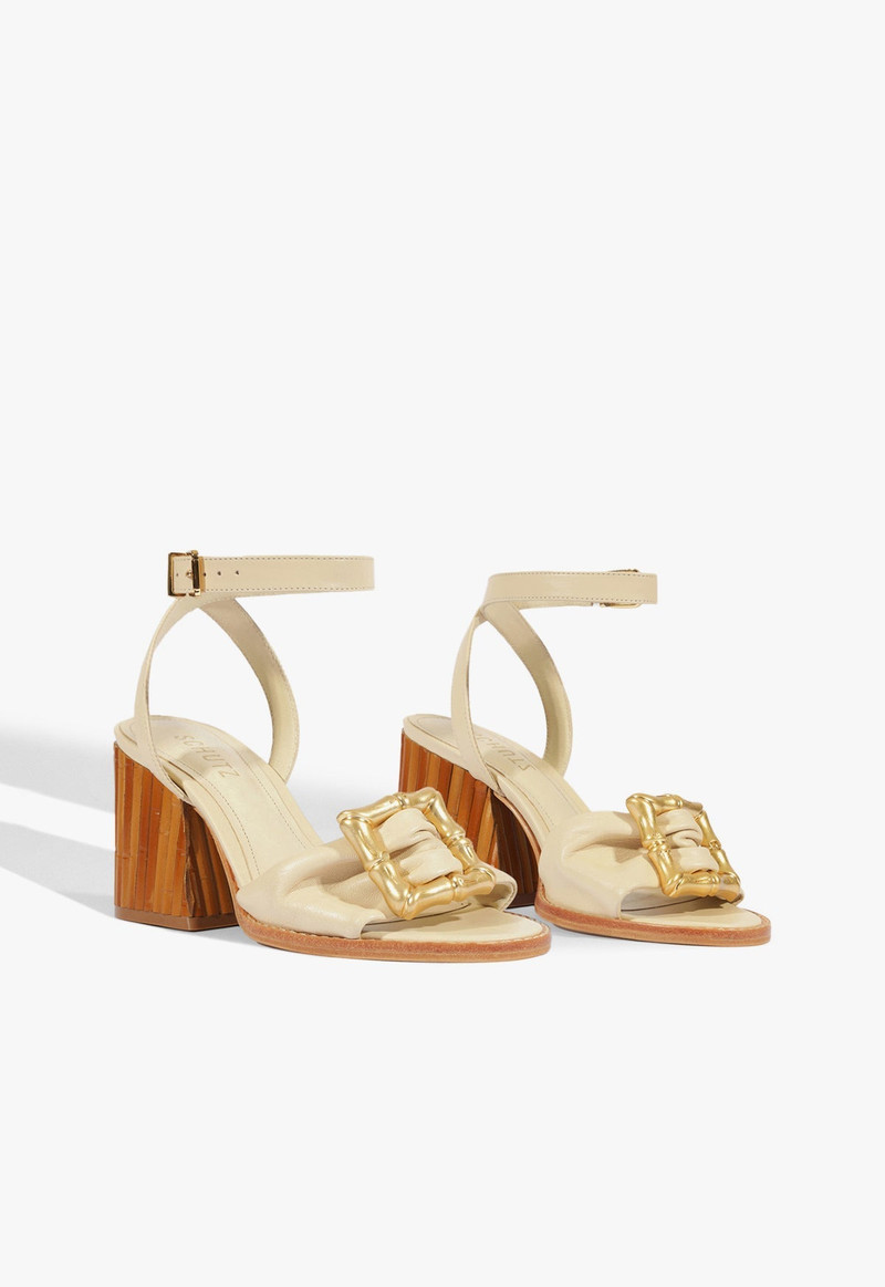 Enola Bamboo Mid Block Leather Sandal 3