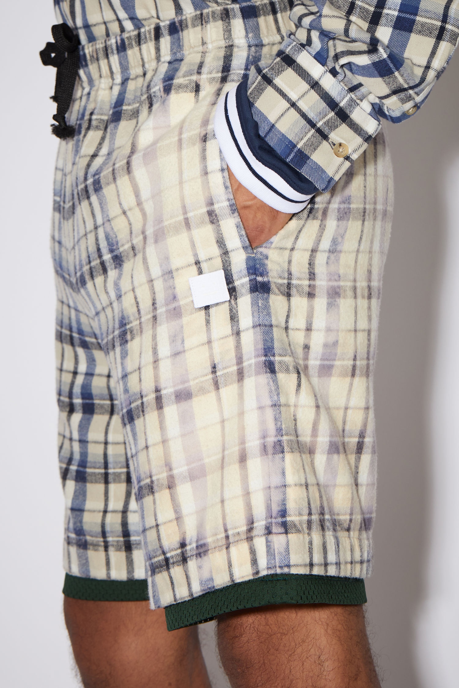 Flannel shorts - Oat beige/blue - 5