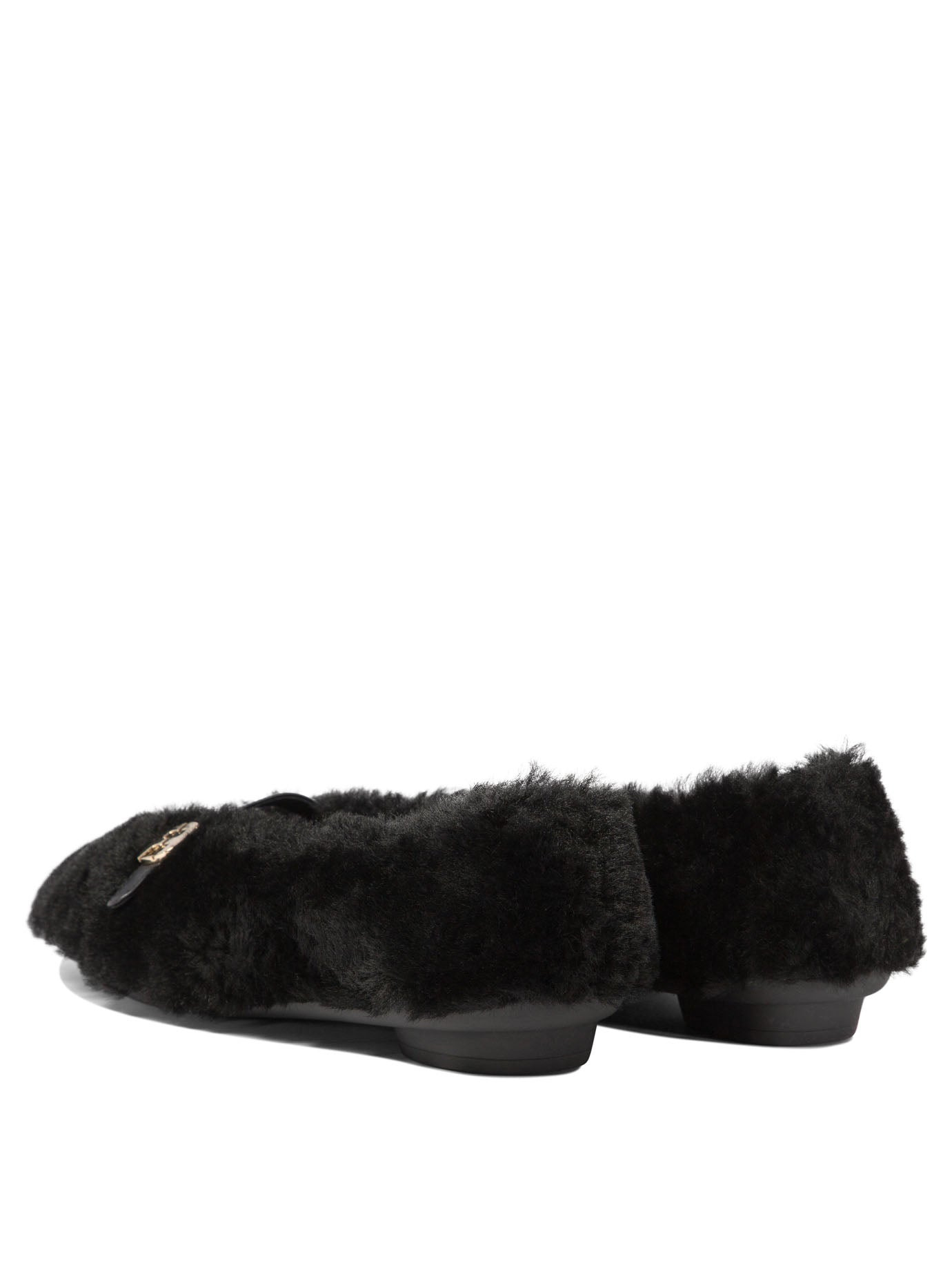 Ferragamo Women "Noella Fur" Shearling Ballet Flats - 4