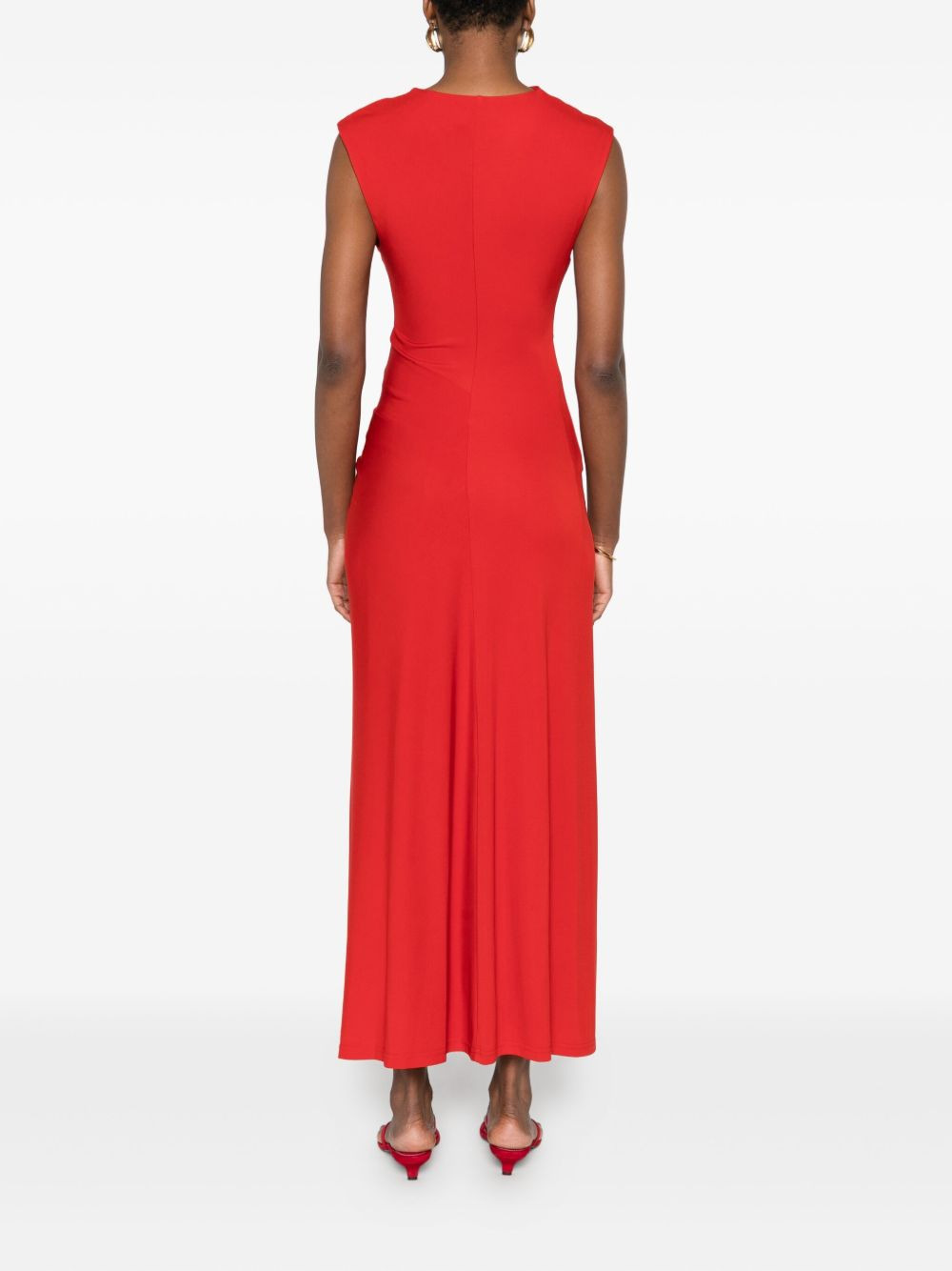 cowl-neck draped midi dress - 4