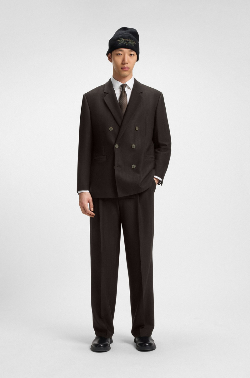 HUGO MODERN-FIT TROUSERS IN HERRINGBONE STRETCH DOBBY outlook