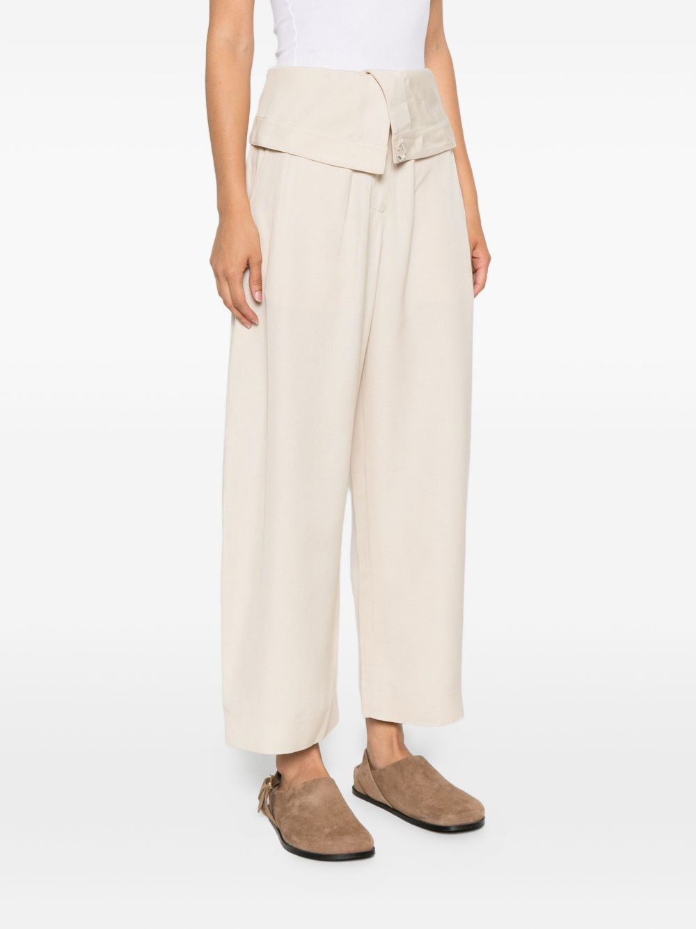 fold-over wide-leg trousers - 3