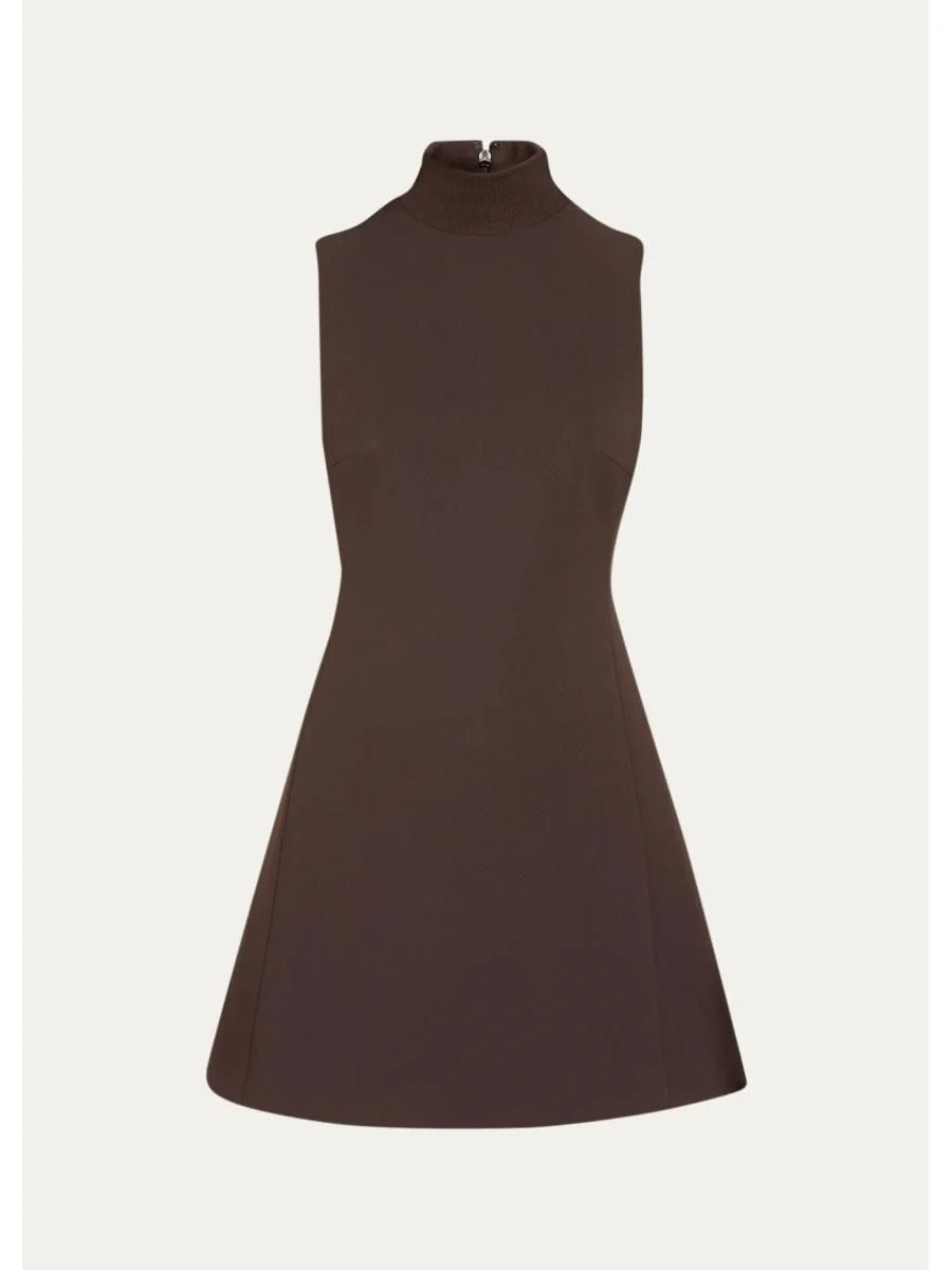 Turtleneck A-Line Sleeveless Mini Dress - 1