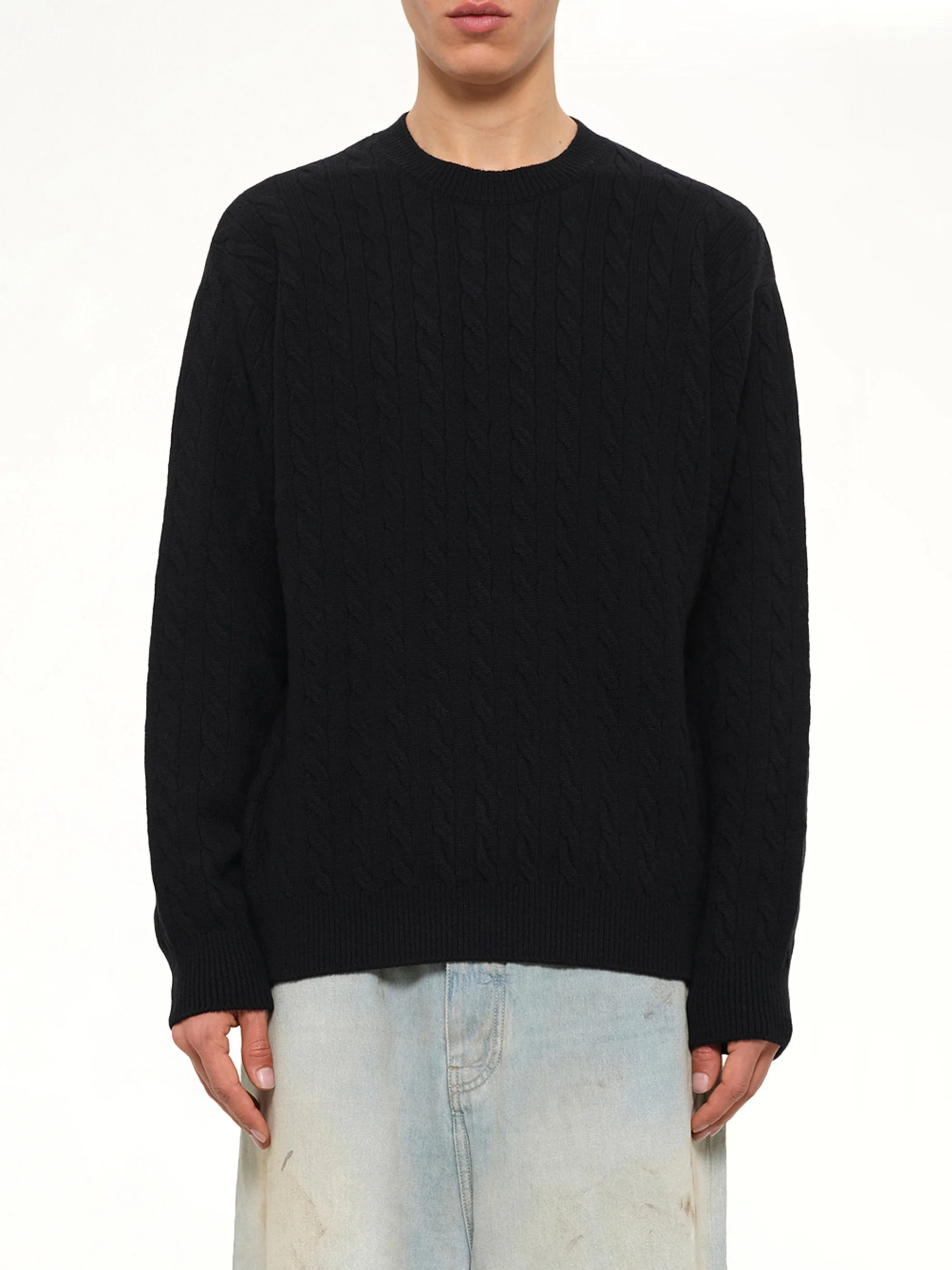 Cable Knit Sweater in Black - 1