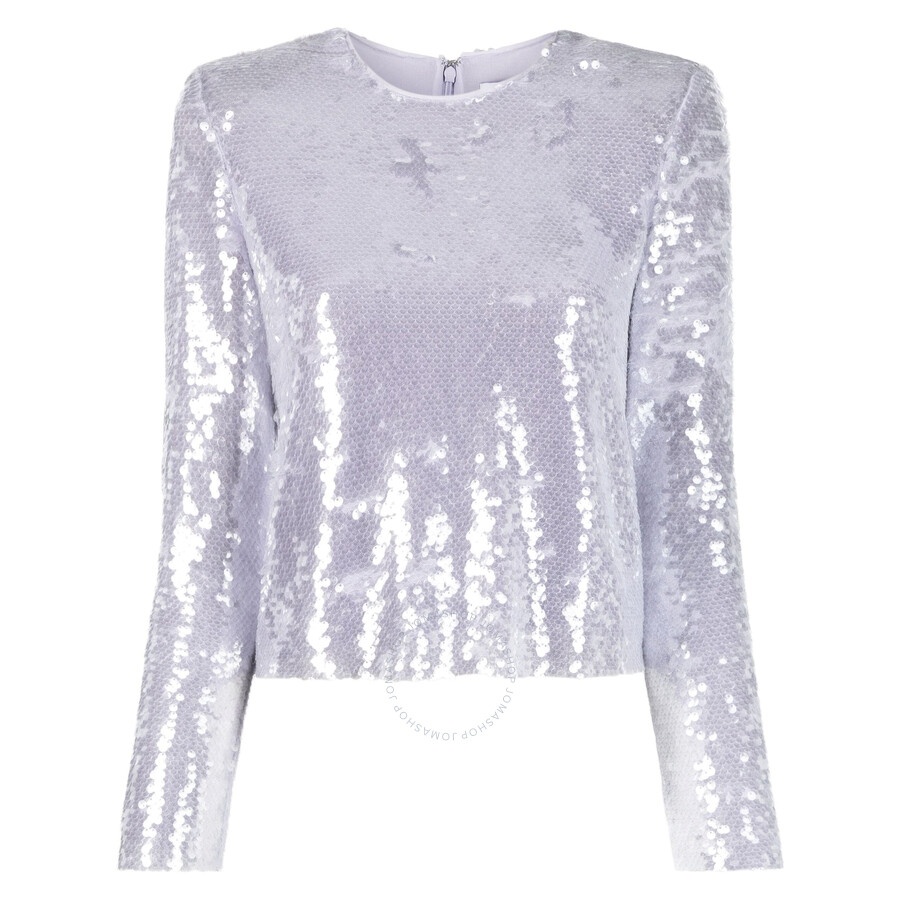 Self Portrait Ladies Purple Sequin Long-Sleeve Top - 1