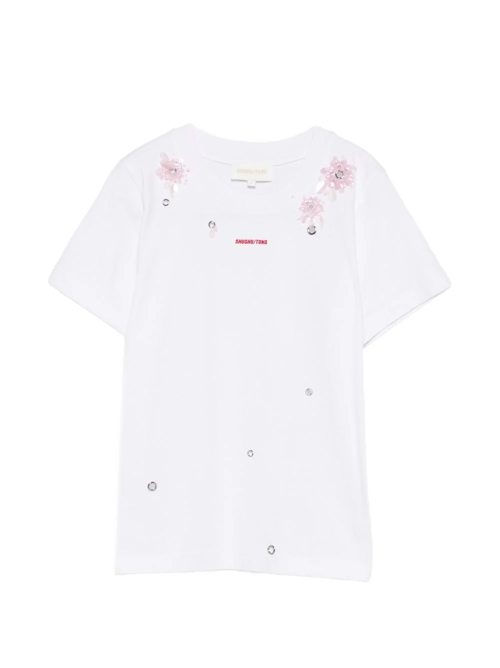 floral appliqué T-shirt - 1