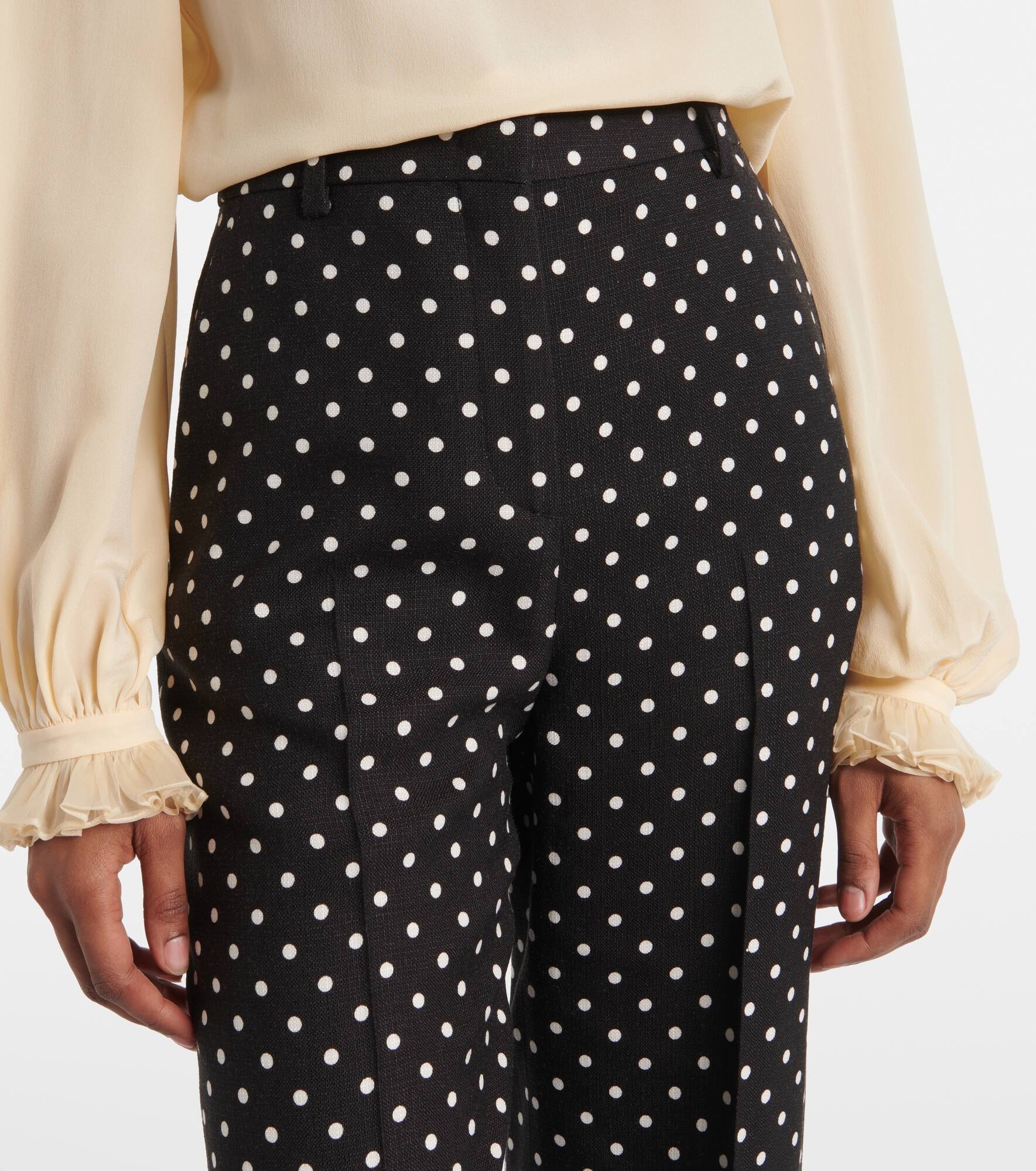 Polka-dot straight pants - 4