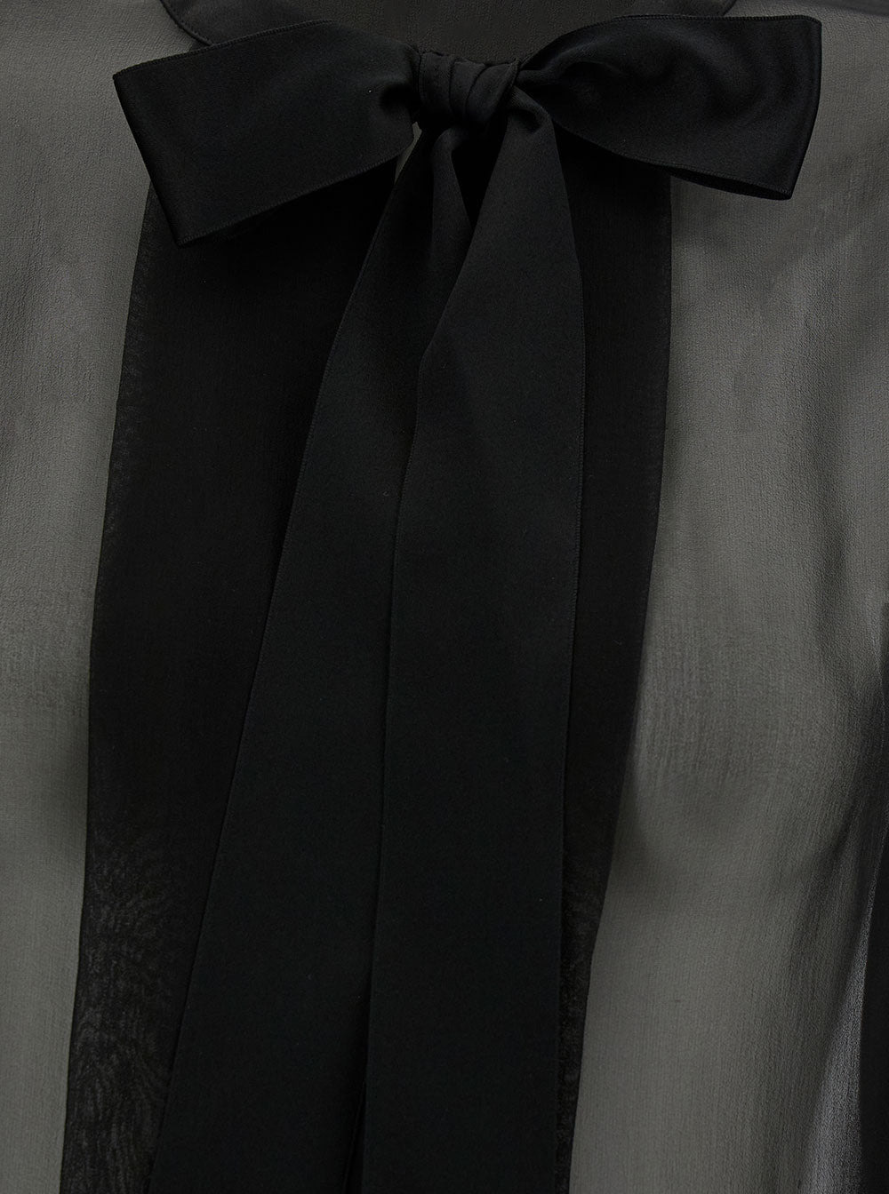 Saint Laurent Women Black Shirt With Bow Detail In Semi-Sheer Silk Woman - 3