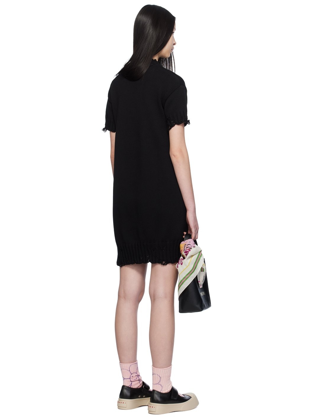 Black Dishevelled Midi Dress - 3