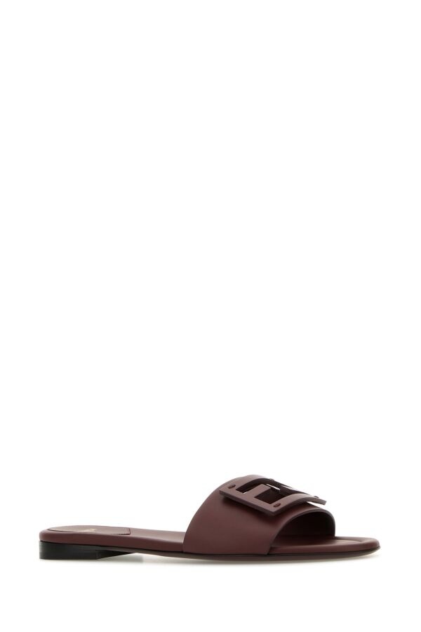 Fendi Woman Chocolate Leather Baguette Slippers - 2