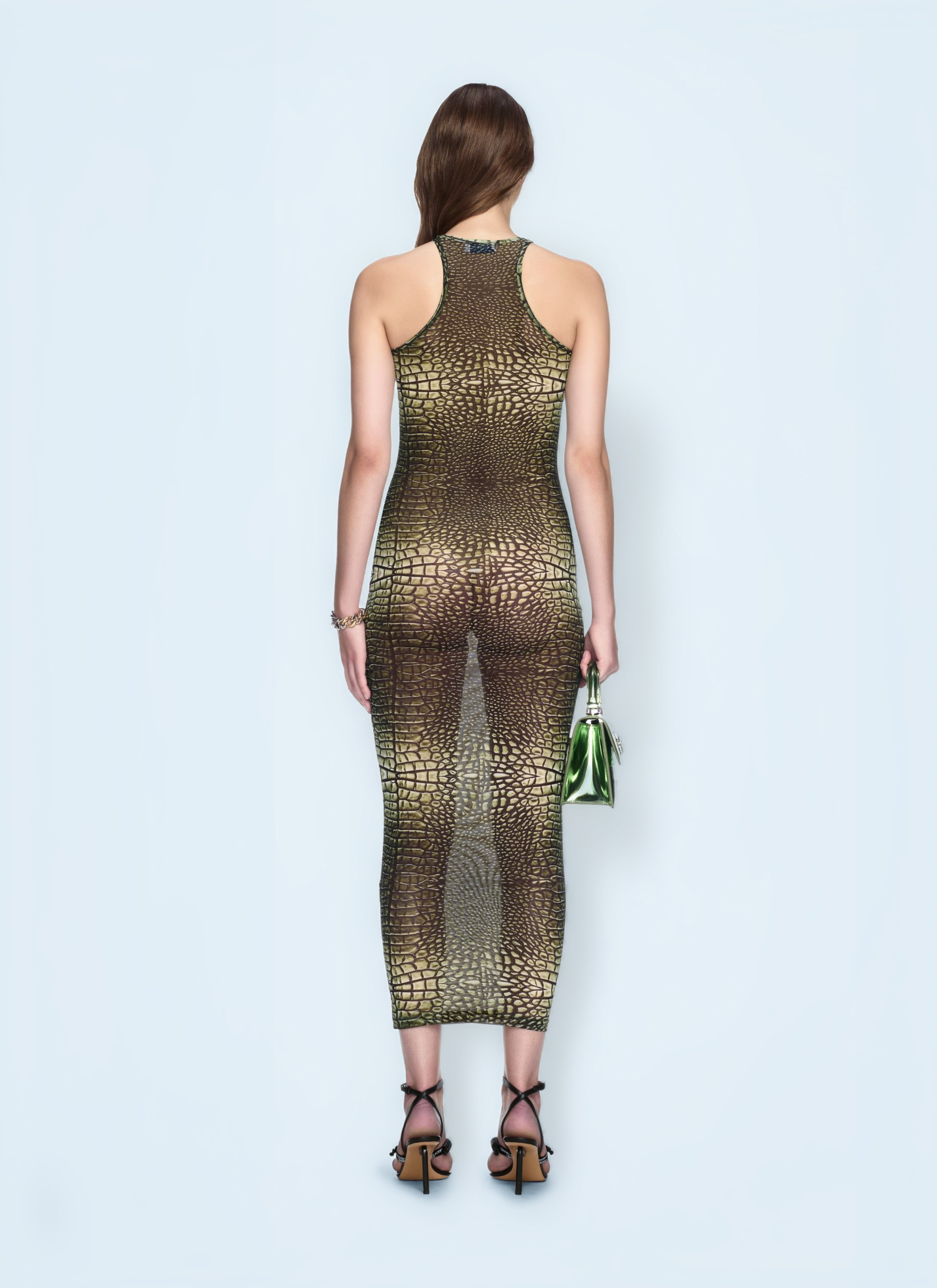 Off White Women Crocodile Mesh Racer Dress - 3