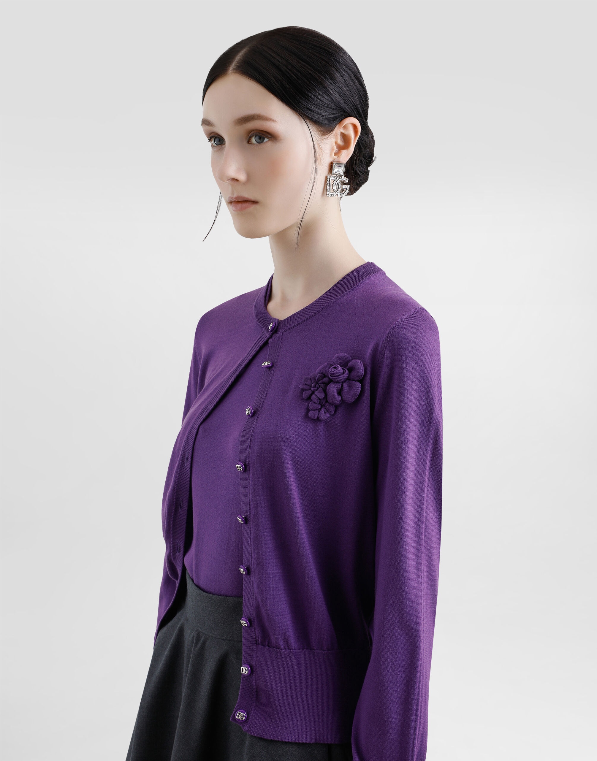 Silk round-neck cardigan - 5