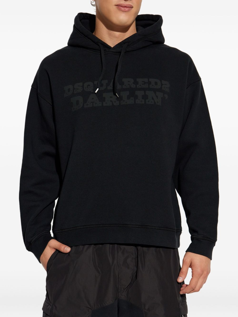 logo-print cotton hoodie - 3