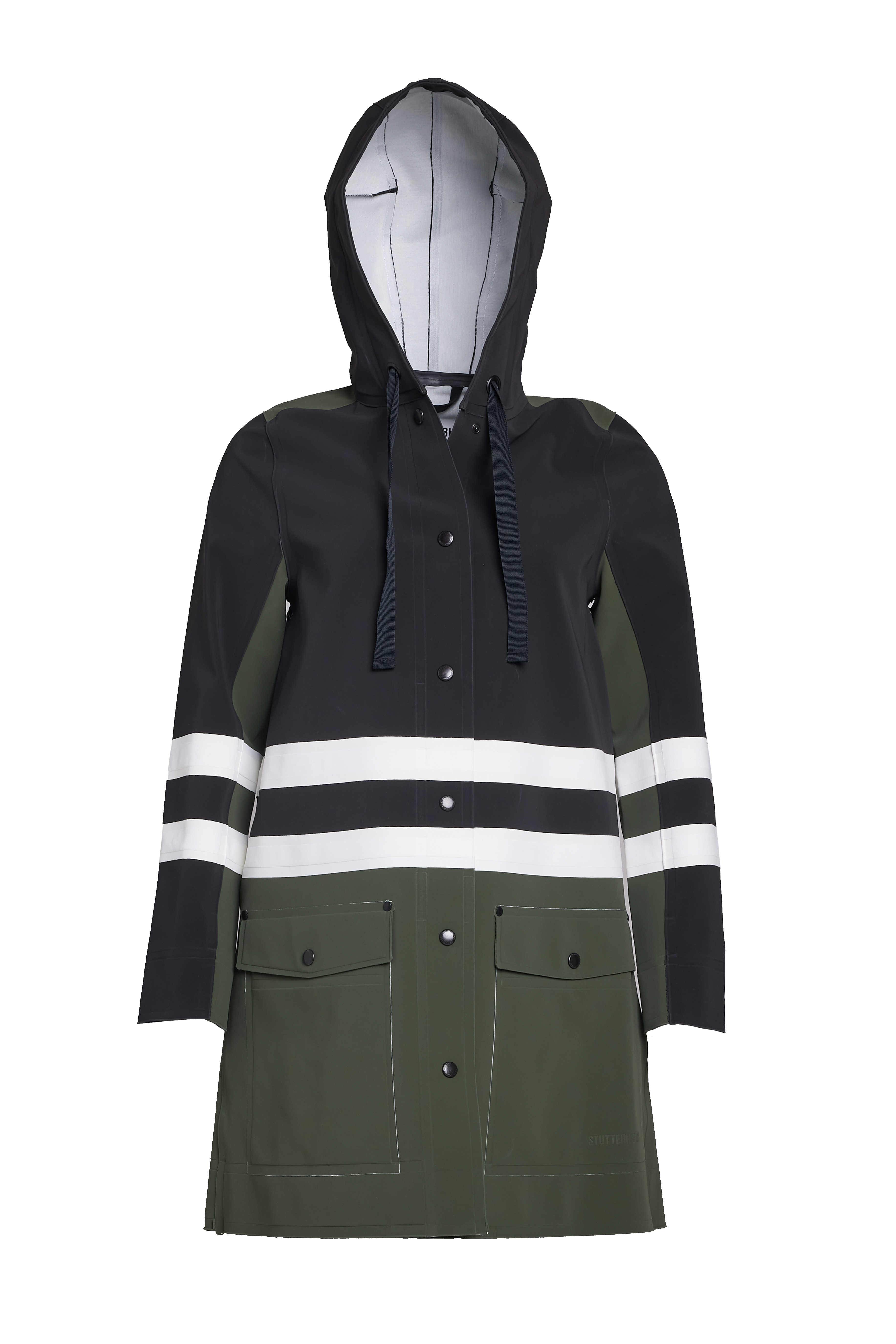 Nockeby Raincoat Black/Green/White - 7