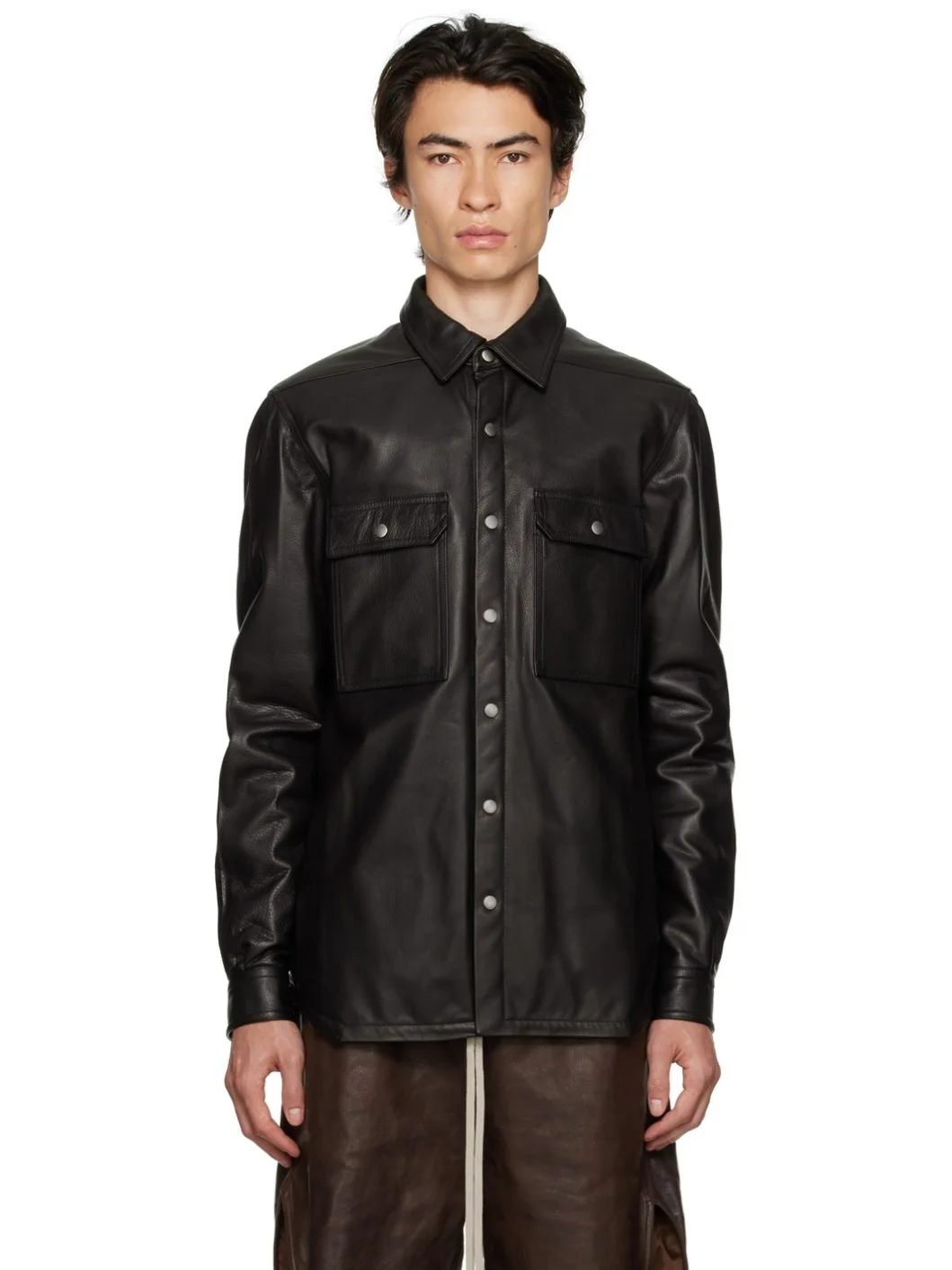 Black Padded Leather Jacket - 1