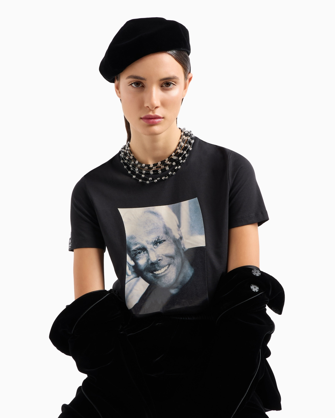 Icon Supima jersey T-shirt with Mr Armani photographic print - 6