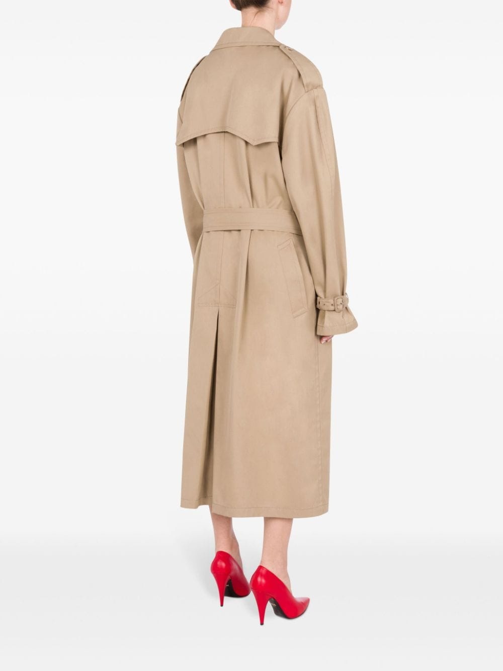 notched-lapel trench coat - 3